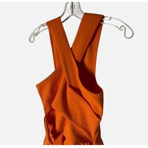 Derek Lam Dress Midi Sleeveless Cross-Strap Orange Size Medium *READ FLAW* - Picture 8 of 9